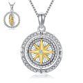 wholesale 925 Sterling Silver Compass Pendant Necklace with Cubic Zirconia Stones for Women's s-0-0