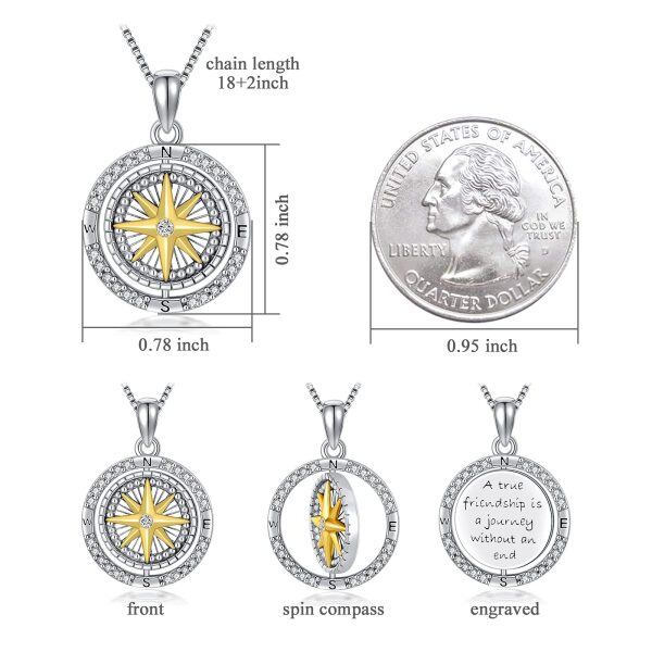 Sterling Sliver Compass Necklace-1