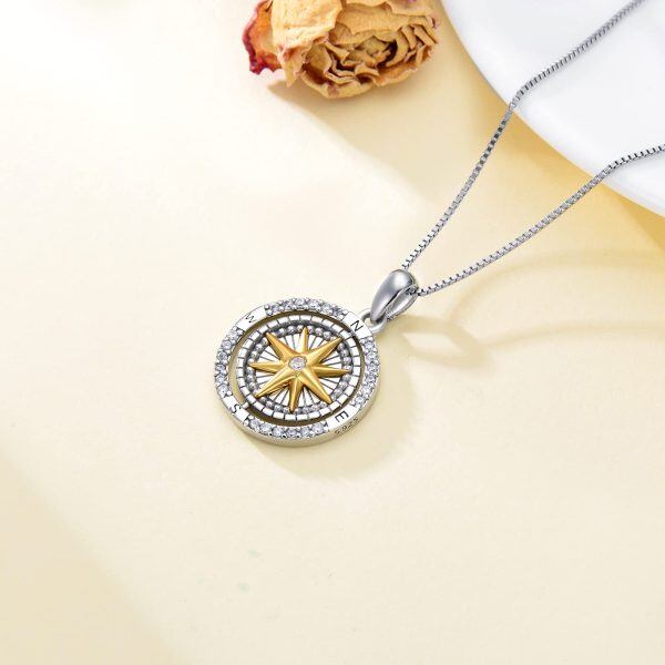 Sterling Sliver Compass Necklace-3