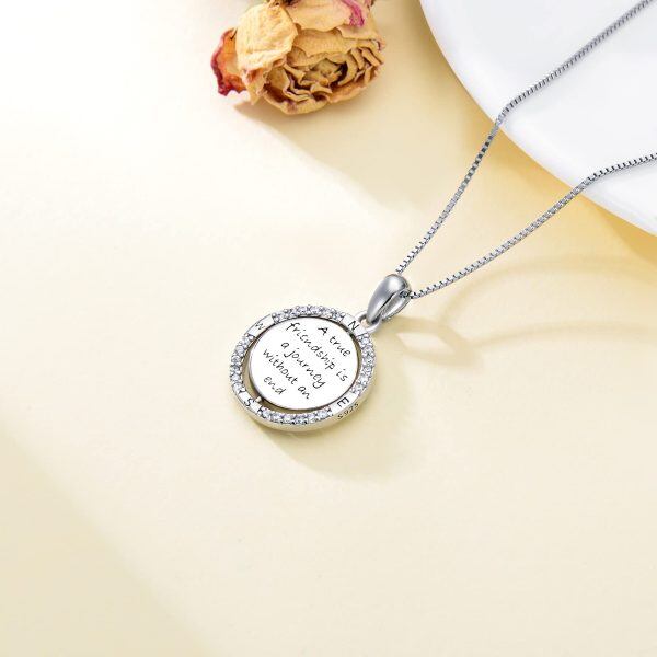 Sterling Sliver Compass Necklace-4