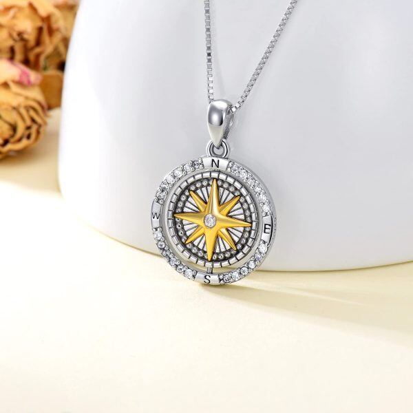 Sterling Sliver Compass Necklace-5