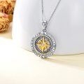 wholesale 925 Sterling Silver Compass Pendant Necklace with Cubic Zirconia Stones for Women's s-0-5
