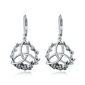 Sterling Silver Celtic Rose Earrings-0