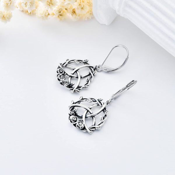 Sterling Silver Celtic Rose Earrings-2