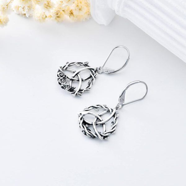 Sterling Silver Celtic Rose Earrings-3