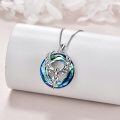 wholesale 925 Sterling Silver Blue Crystal Phoenix Pendant Necklace for Women-0-2