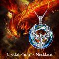 wholesale 925 Sterling Silver Blue Crystal Phoenix Pendant Necklace for Women-0-5