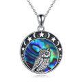 wholesale 925 Sterling Silver Round Abalone Shell Owl Pendant Necklace for Women-0-0