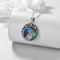 wholesale 925 Sterling Silver Round Abalone Shell Owl Pendant Necklace for Women-0-2