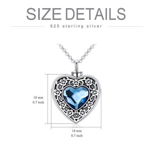 Sterling Silver Heart Flower Necklace-4