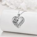 wholesale 925 Sterling Silver Owl Heart Pendant Necklace with I Love You Forever Inscription and Cubic Zirconia Stones for Women-0-2