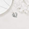 wholesale 925 Sterling Silver Owl Heart Pendant Necklace with I Love You Forever Inscription and Cubic Zirconia Stones for Women-0-3