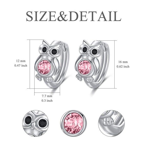 Sterling Silver Owl Earrings-3