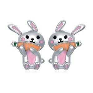 Sterling Silver Bunny Stud Earrings-0