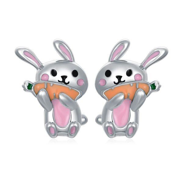 Sterling Silver Bunny Stud Earrings-0