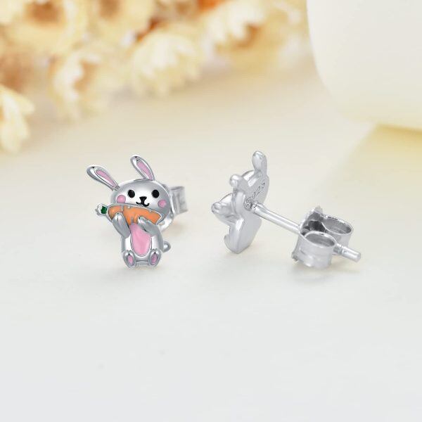 Sterling Silver Bunny Stud Earrings-2