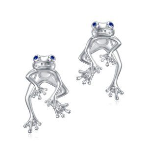 Sterling Silver Frog Earrings-0