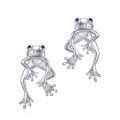 wholesale 925 Sterling Silver Blue Crystal Frog Stud Earrings - Adorable Animal Jewelry for Women-0-0