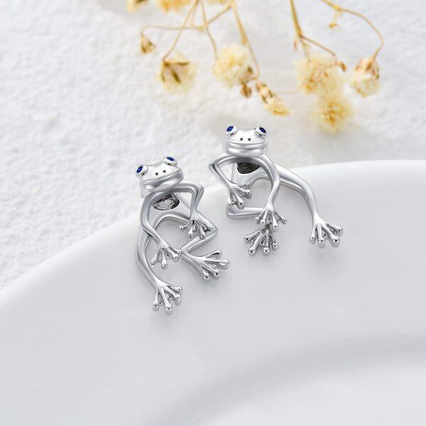 Sterling Silver Frog Earrings-2