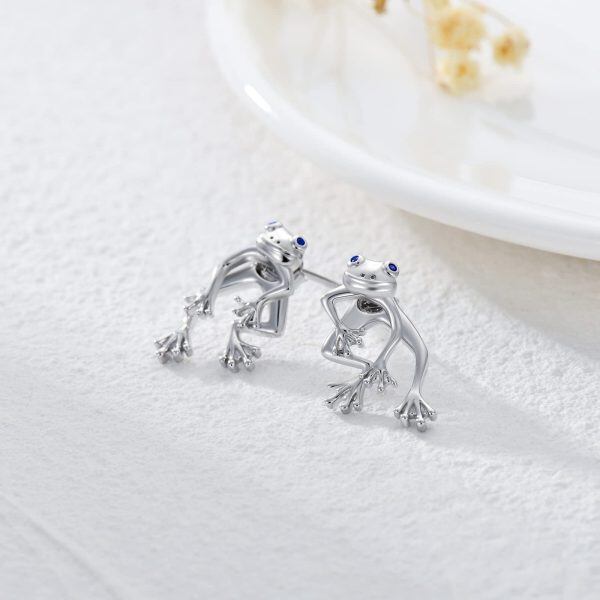 Sterling Silver Frog Earrings-3