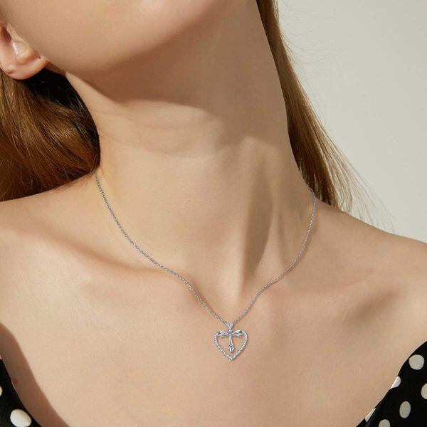 Sterling Silver Cross Heart Necklace-1