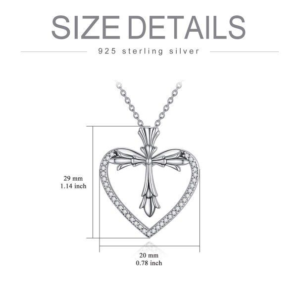 Sterling Silver Cross Heart Necklace-5