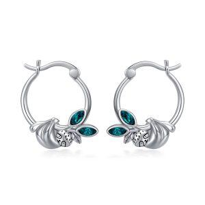 Sterling Silver Sloth Hoop Earrings-0