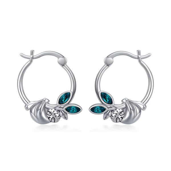 Sterling Silver Sloth Hoop Earrings-0