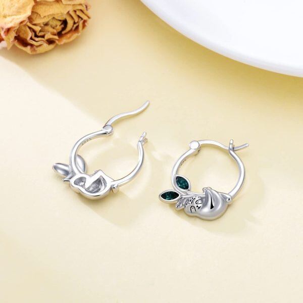 Sterling Silver Sloth Hoop Earrings-2