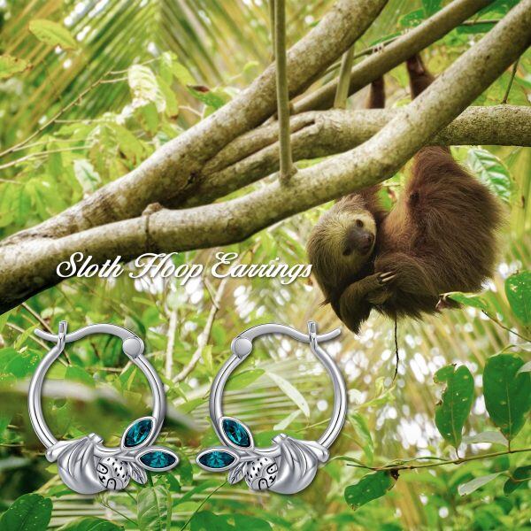 Sterling Silver Sloth Hoop Earrings-5