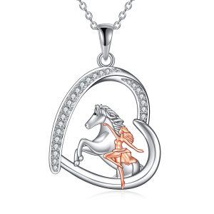 Sterling Silver Horse And Girl Necklace-0