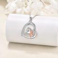 wholesale 925 Sterling Silver Horse and Girl Heart Pendant Necklace for Women-0-2