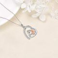 wholesale 925 Sterling Silver Horse and Girl Heart Pendant Necklace for Women-0-3