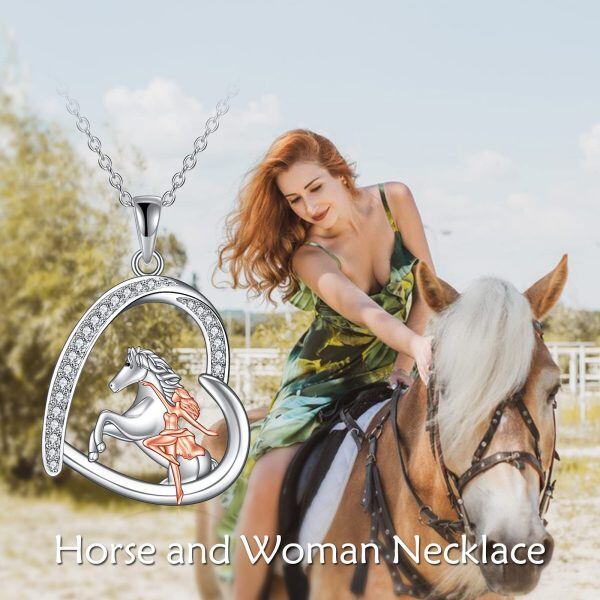 Sterling Silver Horse And Girl Necklace-5