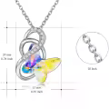 wholesale 925 Sterling Silver Rainbow Austrian Crystal Butterfly Pendant Necklace for Women Gifts-0-2