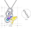 wholesale 925 Sterling Silver Rainbow Austrian Crystal Butterfly Pendant Necklace for Women Gifts-0-2