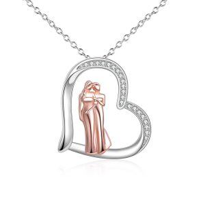 Sterling Silver Sister Heart Necklace-0