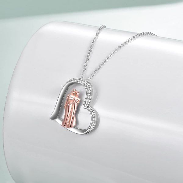 Sterling Silver Sister Heart Necklace-2