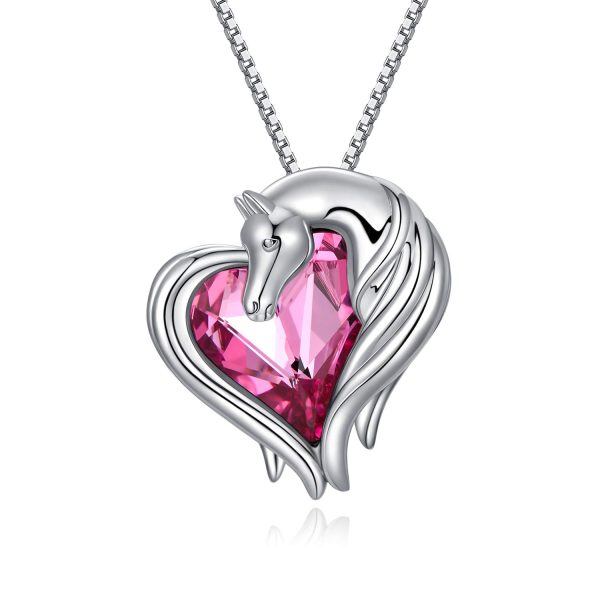 Sterling Silver Horse Heart Necklace-0