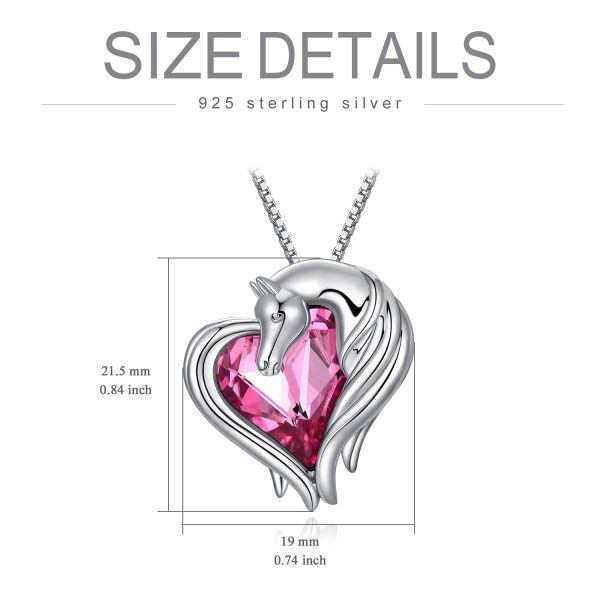 Sterling Silver Horse Heart Necklace-3