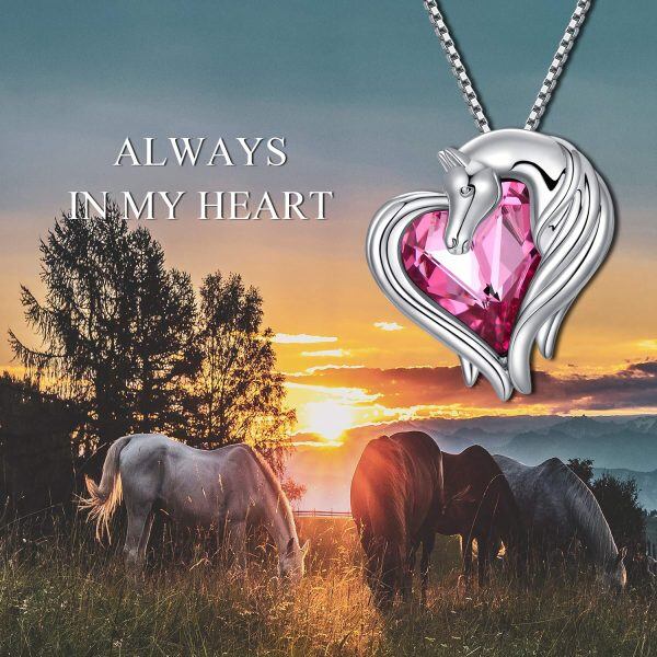 Sterling Silver Horse Heart Necklace-5