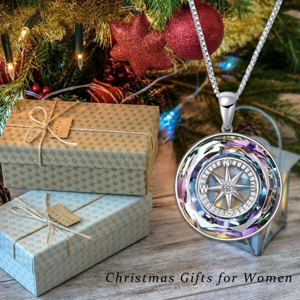 Sterling Silver Compass Pendant Necklace-1