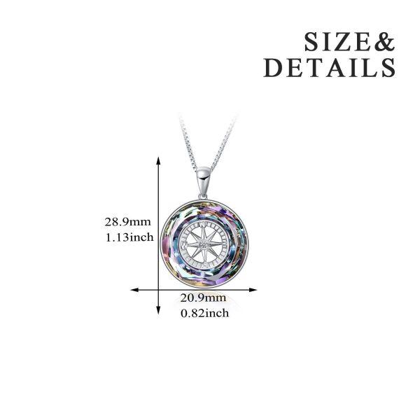 Sterling Silver Compass Pendant Necklace-4