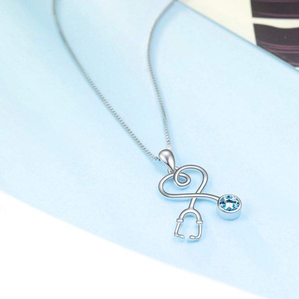 Sterling Silver Stethoscope Necklace-3