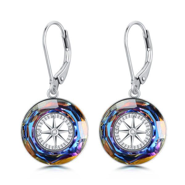 Sterling Silver Compass Earrings-0