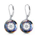 wholesale Sterling Silver Crystal Compass Earrings Grad Gifts for Women-0-0