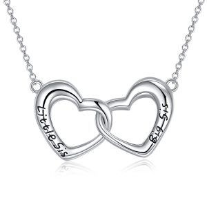 Sterling Silver Sister Heart Necklace-0