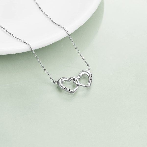 Sterling Silver Sister Heart Necklace-5