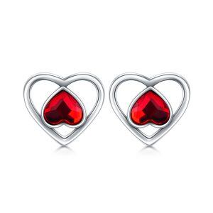 Sterling Silver Heart Earrings-0