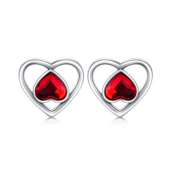 Sterling Silver Heart Earrings-0